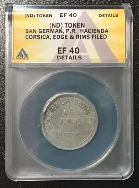 Puerto Rico “Hacienda Corsica San German” 1 Almud Token Anacs Certified!