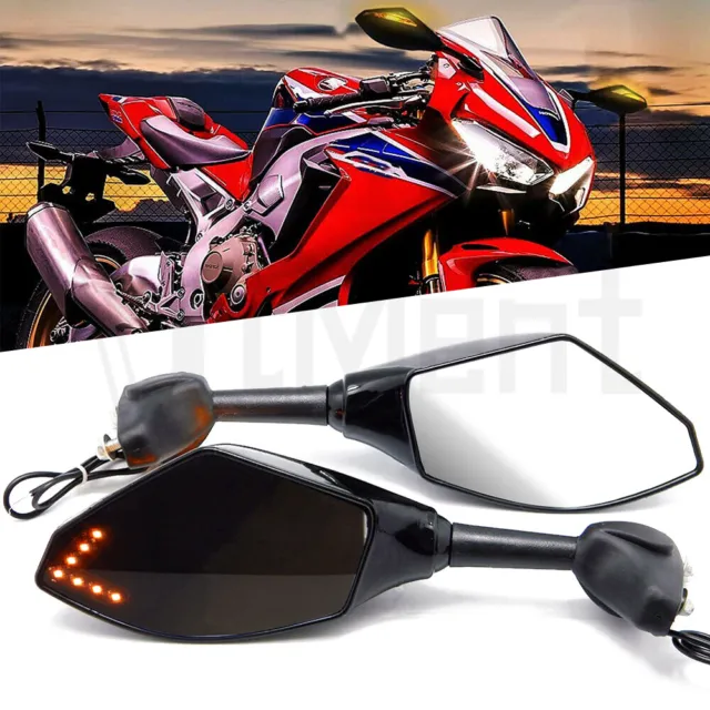 LED Integrated Turn Signal Rearview Mirrors For Honda CBR600 F4 F4I 900RR 929RR