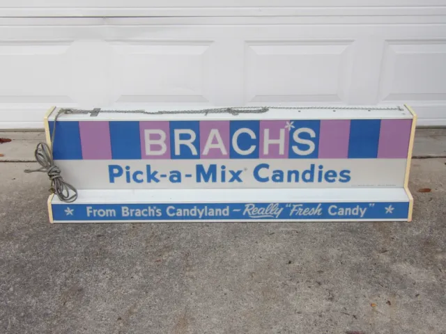 Rare Vintage 4 1/2 Ft Brach's Candy Hanging Light Store Advertisement Sign Works