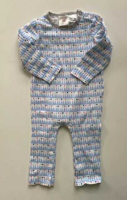 Seed baby size 3-6 months blue triangles spots one-piece coverall, VGUC