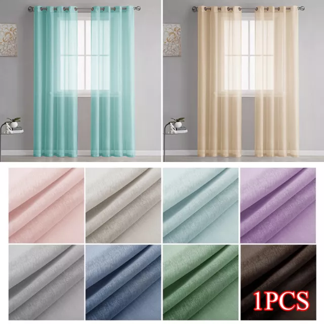 2Pc Solid Sheer Voile Panel Indoor Wedding Grommets Window Curtain N