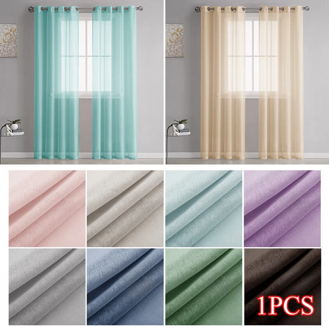 Solid Panel Curtain Sheer Window Wedding Voile Grommets Indoor *