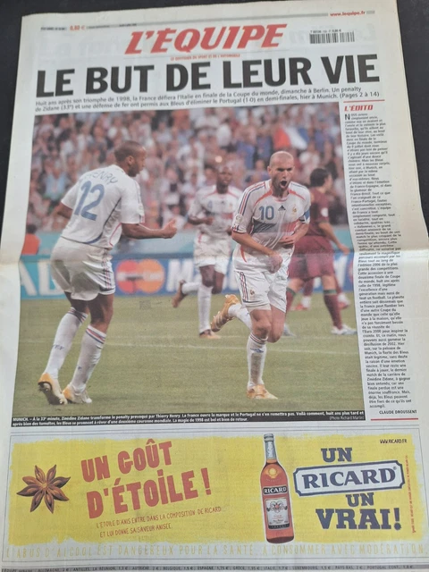 L'Équipe Vintage Coupe du monde 2006 : France / Italie - Magazine - TéléObs
