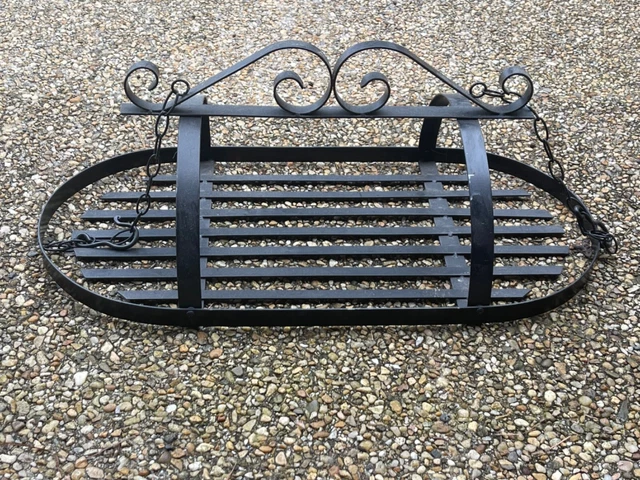 Wrought Iron Pot Rack Hand Forged Hanging Pot & Pan Holder with 6 Pot Holders