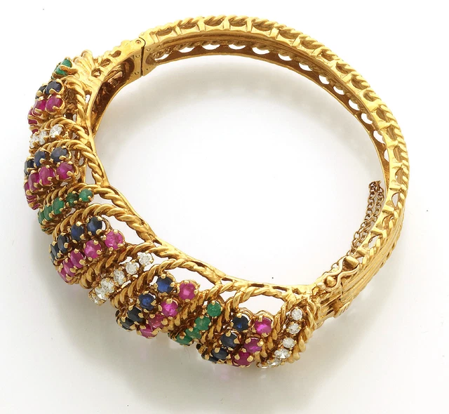 Bracelet Main Femme Rubis Marquise Et Diamants Cz - Plaqué Or 18K 5 Microns, Neuf Avec étiquettes