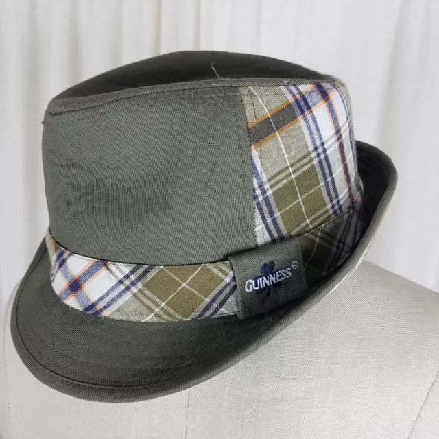Guinness Short Brim Fedora Bucket Hat Black and White Plaid Beer Fishing  Camping