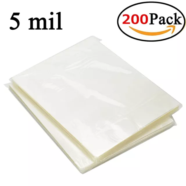 200 Pack Clear Letter Size Thermal Laminating Pouches 9 X 11.5 inch Sheets 5 Mil