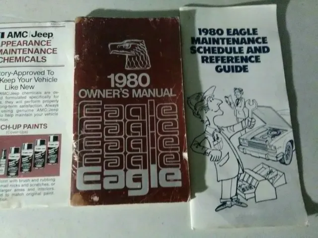 4 Lot 1980 Amc Eagle Original Owners Manual And 2 Reference Guides + Chemicals