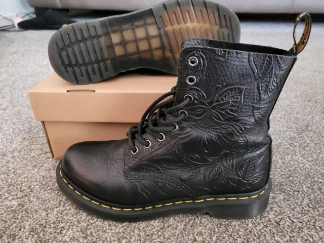 Black pascal floral emboss 8 eye boots online