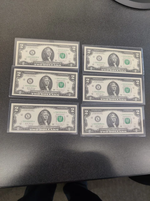 Brand new $2 fancy serial number bills, Trinary, Repeater, uncirculated  etc.