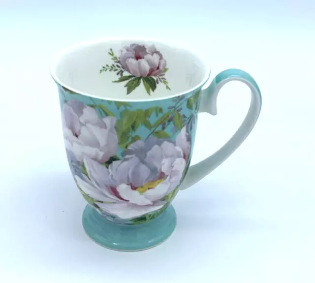 Stechcol Gracie Bone China Floral Turquoise Coffee Mug Tea Cup Multi Porcelain