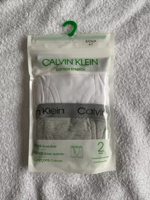 Boys Calvin Klein Pack of 2 Boxer Briefs size S age 6-7 BNWT