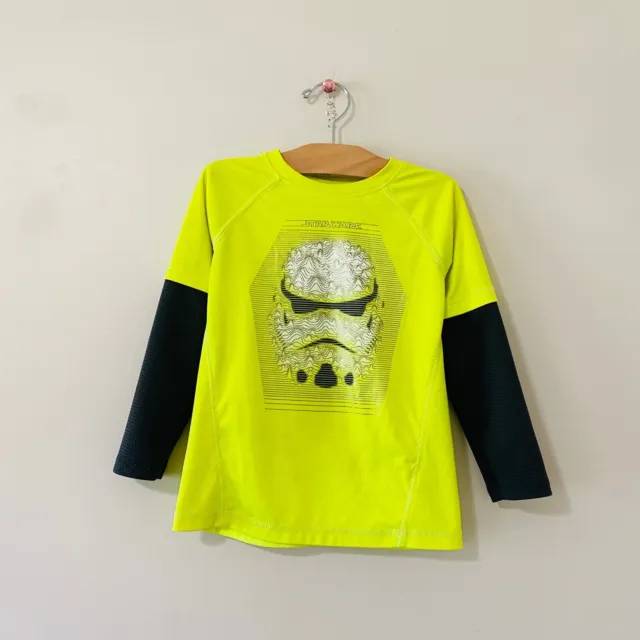 Star Wars Storm Trooper lime green neon long sleeve shirt boys kids size 5