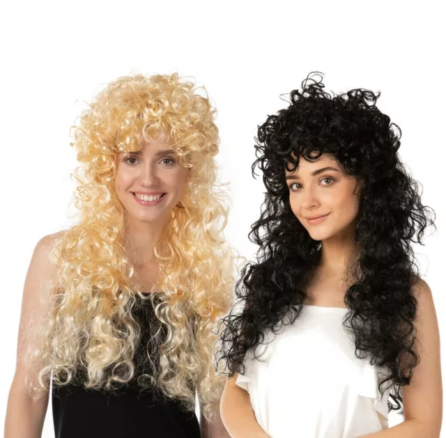 Curly Long Wig Fancy Dress Costume 1980'S Cosplay Wigs Pop Party Long Uk Seller