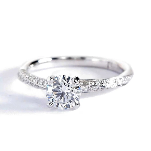 2 Cts Twist Round Cut Moissanite Engagement Ring Platinum 950