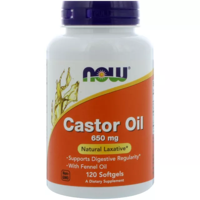 Now Foods Castor Oil - 120 - 650mg Softgels - Natural Laxative with Fennel Oil