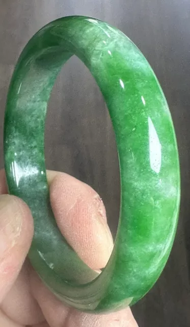 Old High Grade Hand Made Chinese Genuine Green JADE Bangle Bracelet 51.9 Grams