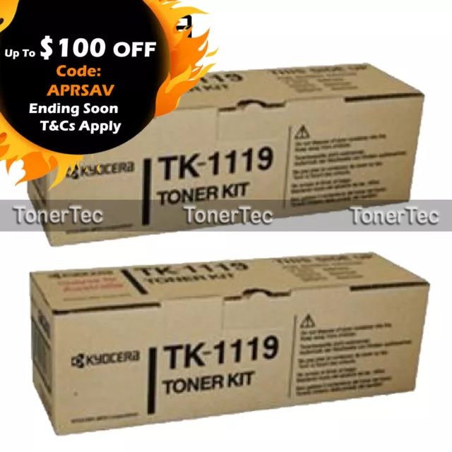 2x Kyocera Genuine TK-1119 BLACK Toner Cartridge for FS1041/1320MFP (3200 pages)