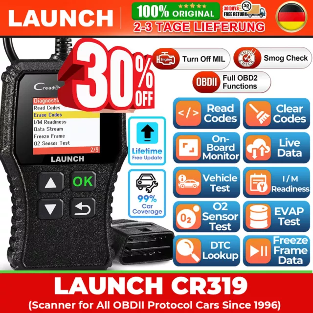 👍30%OFF🥉 LAUNCH CR319 Profi OBD2 Diagnosegerät Auto Scanner Fehlerauslesegerät