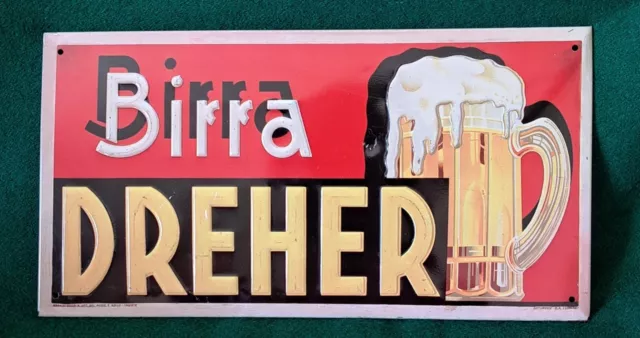 Targa insegna tabella pubblicitaria latta Birra Dreher