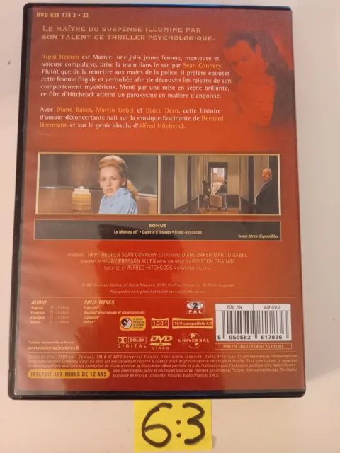 DVD - PAS DE PRINTEMPS POUR MARNIE - Hedren,Connery,Hitchcock 2