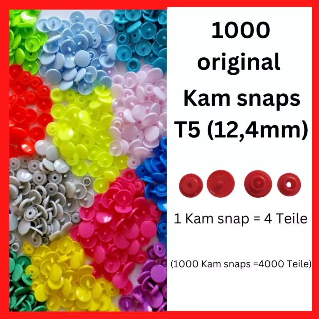 Kam Snaps Druckknöpfe T5 1000 Stück nähfrei Knöpfe Kamsnaps Knopf