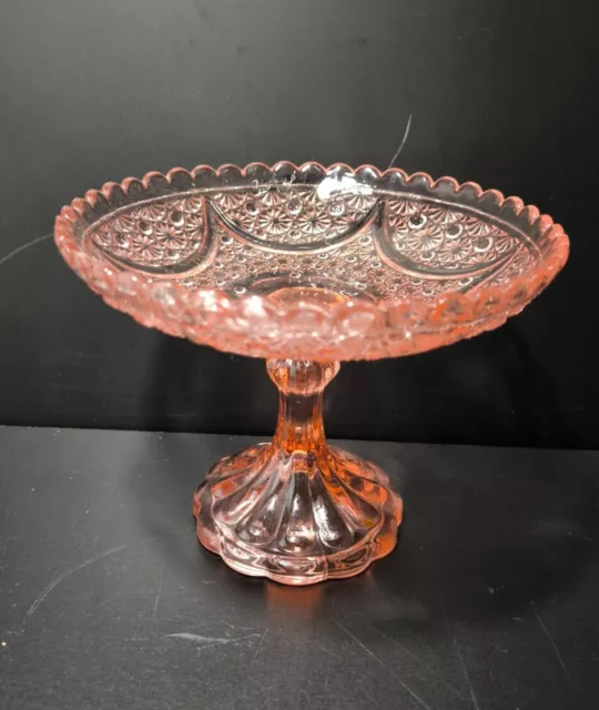 🩷 VINTAGE COMPOTIER EN CRISTAL ROSE / COUPE À  FRUITS / BELLE DECO DE TABLE XXe