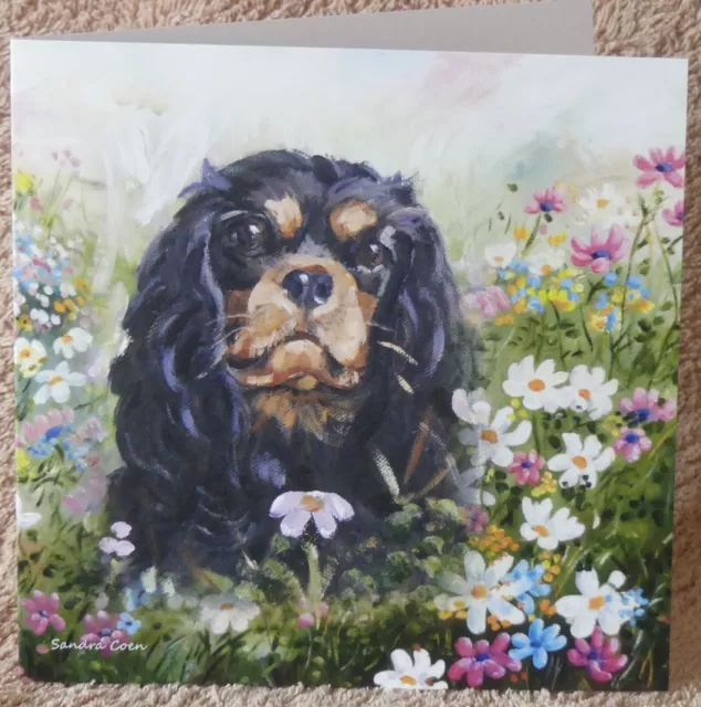 Cavalier King Charles Spaniel Dog Greeting Card 07 Sandra Coen Artist