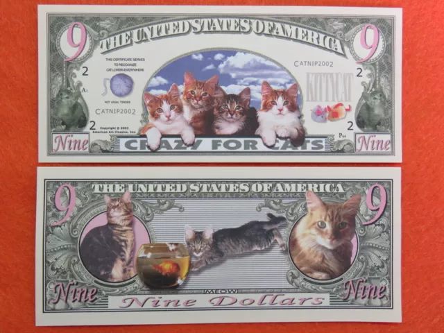 10 Bills: Crazy for CATS & Kittens ~ $1,000,000 One Million Dollars ~ Cat Lovers