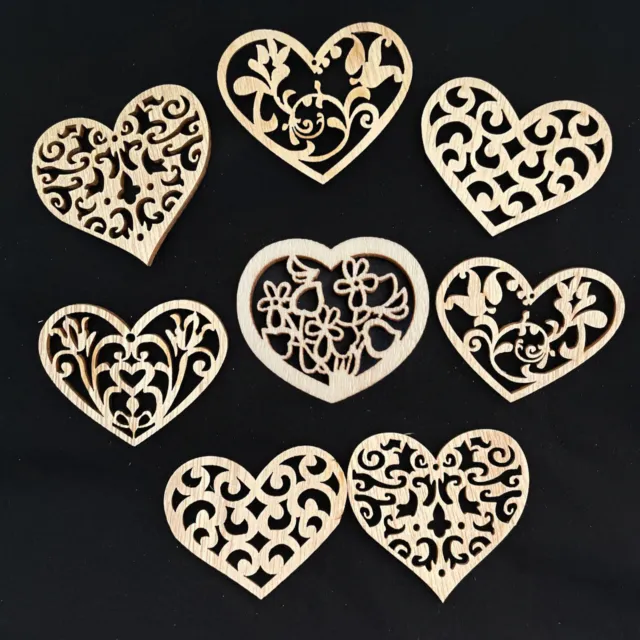 5 or 8pcs Wood Heart Love natural unfinished Scrapbook embellishment craft #2061