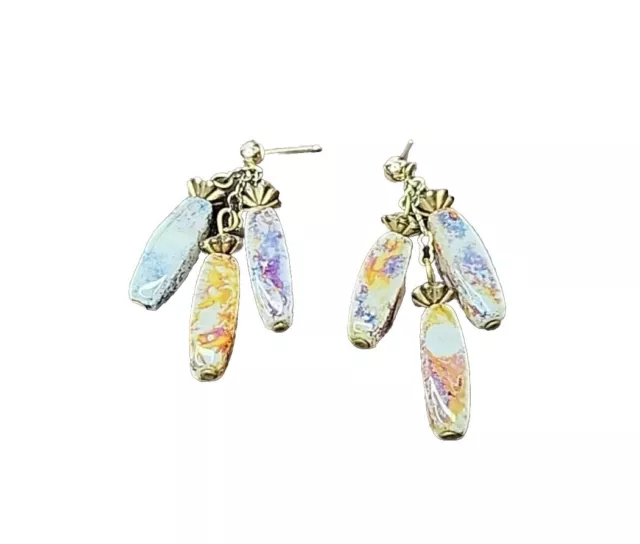 14K Yellow Gold Stone Earrings