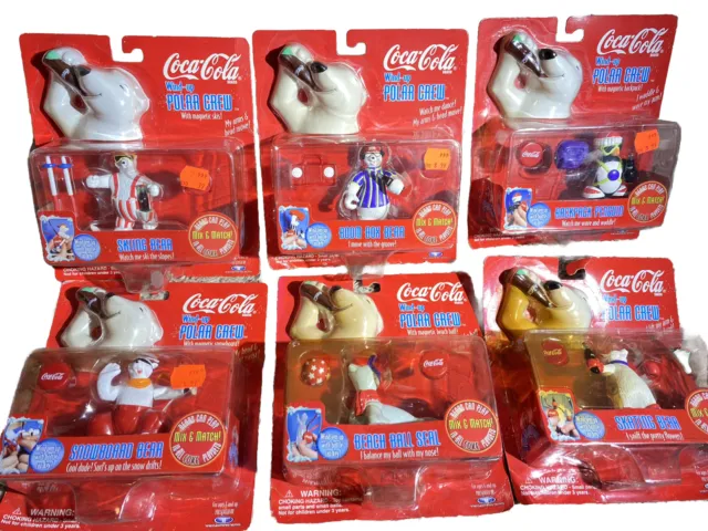 Coca Cola Coke Wind Up Polar Bear Crew complete Set Of 6