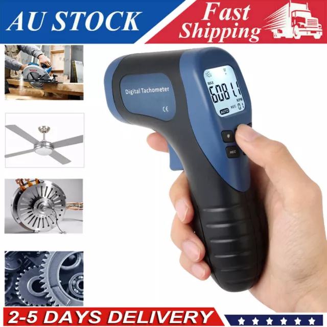 Non-Contact Digital Laser Photo Tachometer RPM Tach Tester Speed Meter Gauge AU