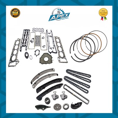 Pistone Anelli & TIMING CHAIN KIT JAGUAR XF XJ 5.0 SCV8 508PS Set Guarnizione Motore 