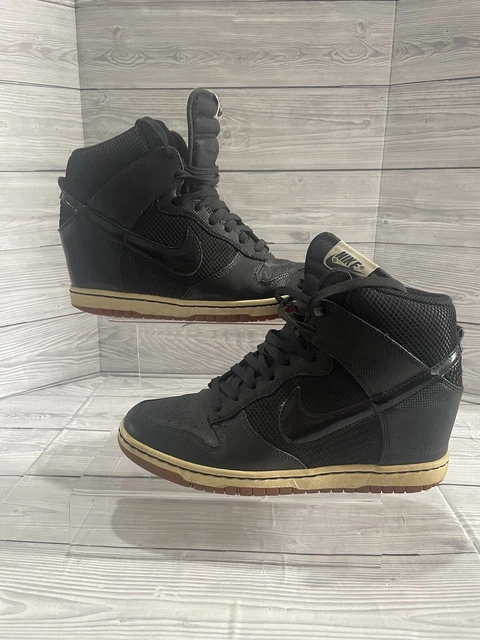 NIKE DUNK SKY Hi Mesh Shoes Womens 6 Black White Gum Sole Hidden Wedge Sneaker 35.00 PicClick UK