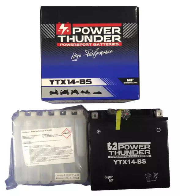 Batería YTX14-BS 12V 12Ah | Power Thunder BTX14-BS FTX14-BS | Moto | ¡ 24h/72h!