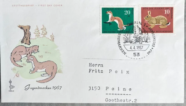 Jugendmarke 1967 Ersttagsbrief aus Nachlass 20PF