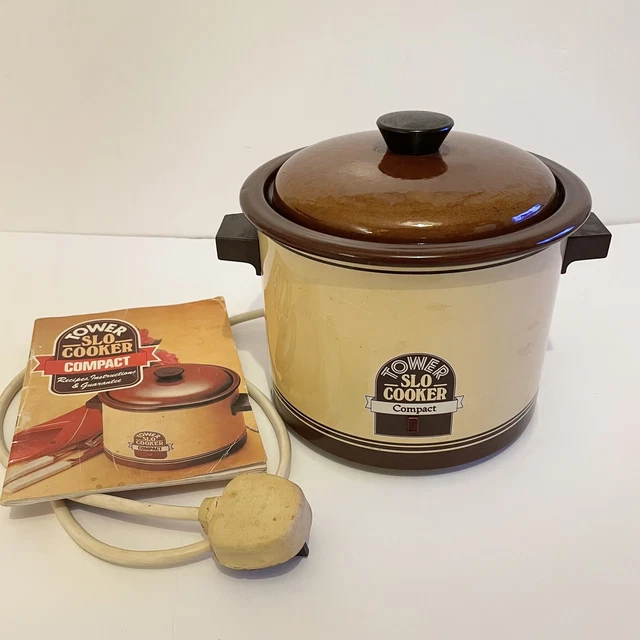 VINTAGE TOWER SLO Cooker Compact Model 3872 With Recipe Book 1.5 Litre