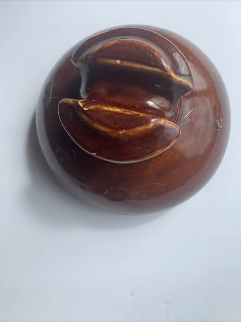 Large Vintage Brown Porcelain High Voltage Power Line Insulator 7  1/4” Width
