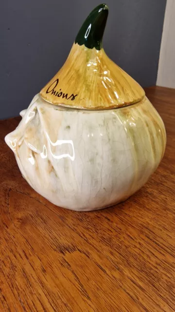 Pickled Onion Crying Face Preserve Pot Vintage Toni Raymond Pottery 2
