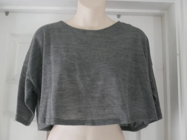 Maglione leggero da donna grigio designer taglia 12 eteroclito manica corta