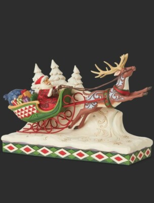 jim shore santa with rotating sleigh and reindeer