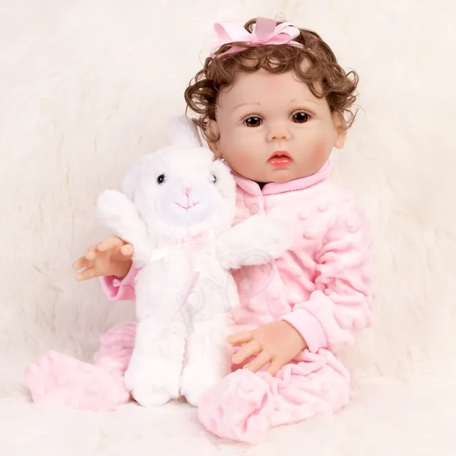 18" Reborn Dolls Full Body Vinyl Silicone Girl Doll Realistic Newborn Baby Gift