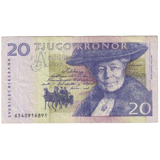 [#193700] Geldschein, Schweden, 20 Kronor, KM:63c, S