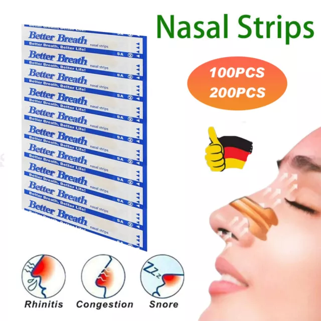 100-200x Nasenpflaster "Better Breath" Nasenstrips Besser Atmen Anti Schnarchen