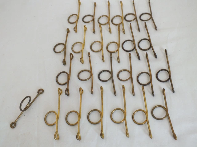 25  Antique solid brass rod Round RINGS to SEW on Back of Curtain Drapery slide