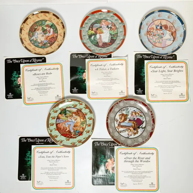 Set of 5 Vintage Heinrich 'Once Upon a Rhyme' Collector Plates with COA