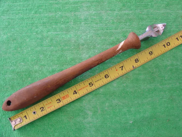 Vintage Can Opener/Bottle Opener Wooden Handle Beer Hall Tool 10-1/2" Long