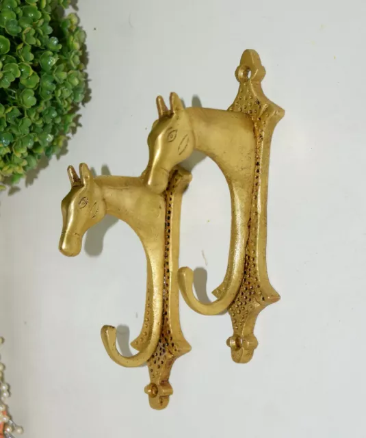 Brass Horse Wall Hook Set Of 02 Hooks Pony Head Design Key Holder Wall Dec EK58 2