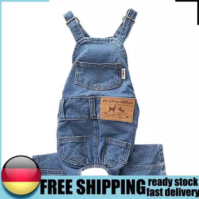 Dog Denim Jumpsuit Fashion Dog Clothes Pure Cotton for Small Medium Dogs Cats DE